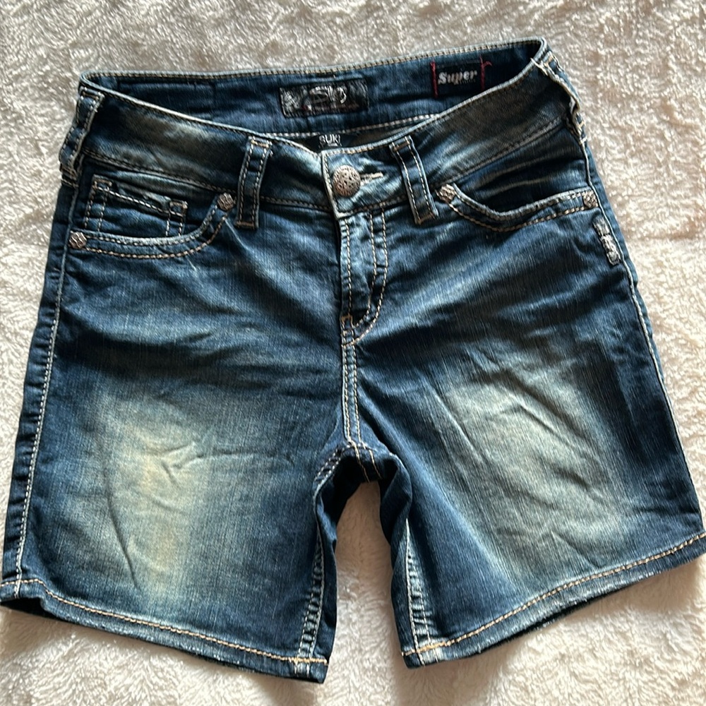 Silver jean shorts